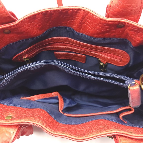 New Jessica Simpson Ruffle Purse Vegan Leather Handbag Red w/ Crossbody Strap - Picture 4 of 11